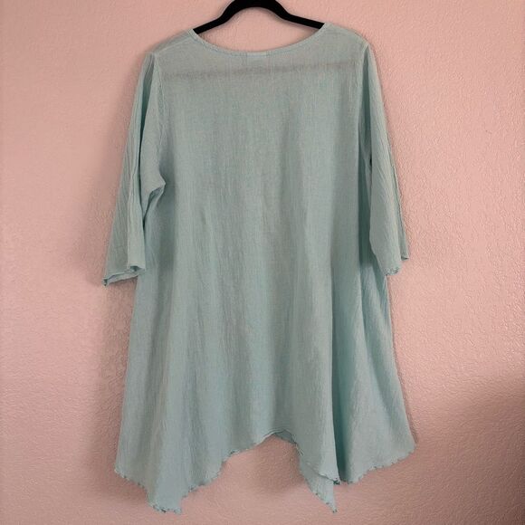 Beach Cotton Sea Breeze Womens Tunic Quarter Sleeve Top - Picture 2 of 8